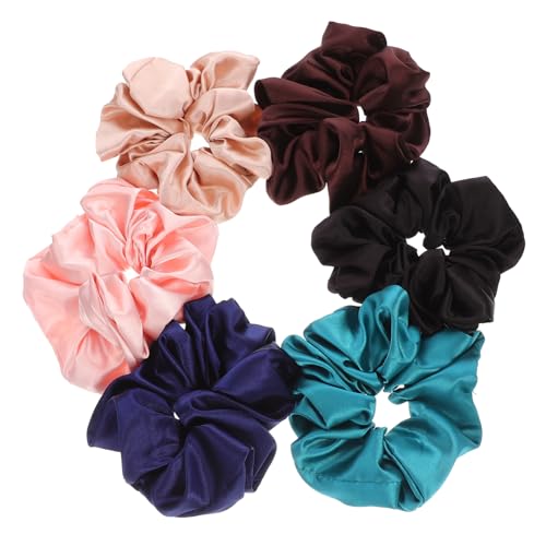 SOESFOUFU 6stücke Teiliges Haargummis Aus Glattem Satin Elastische Haarschleifen Verschiedenen Farben Für Damen Und Mädchen Für Jeden Anlass Haartypen von SOESFOUFU