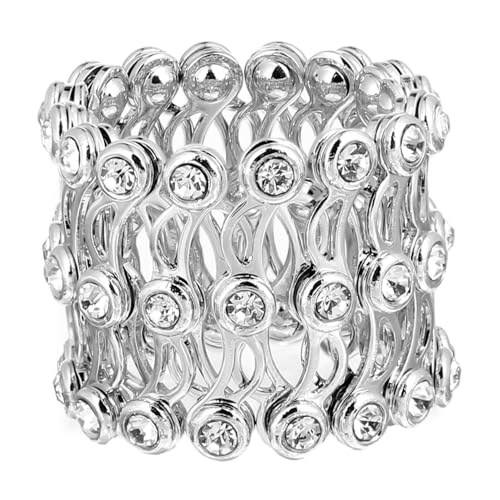 SOESFOUFU Verstellbarer Silberner Fingerring Armband Dehnbar Leicht Damen Schmuck für Party Alltag von SOESFOUFU