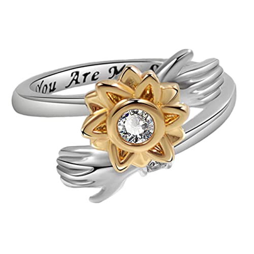SOESFOUFU Verstellbarer Sonnenblumen Ring Damen Drehbarer Offener Statement Ring Hautfreundlich Textur Vielseitig Kombinierbar für Alltag Party Hochzeit für Frauen von SOESFOUFU