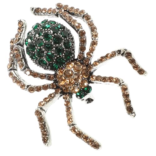 SOESFOUFU Vintage Grüne Spinnenbrosche mit Strassbesatz Retro Anstecknadel für Damen Stilvolle Broschennadel für Strickjacken und Kleidung Halloween Schmuck Dekoration Modisches Accessoire von SOESFOUFU