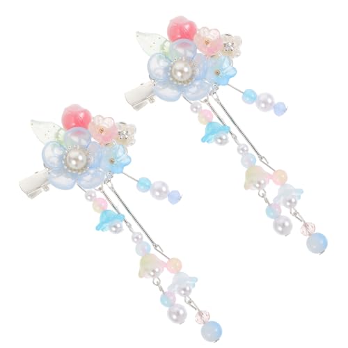 SOESFOUFU Zwei Blumenquaste Haarspangen Chinesischer Haarschmuck Damen Haar Accessoires Hautfreundlich Leicht Tragen von SOESFOUFU