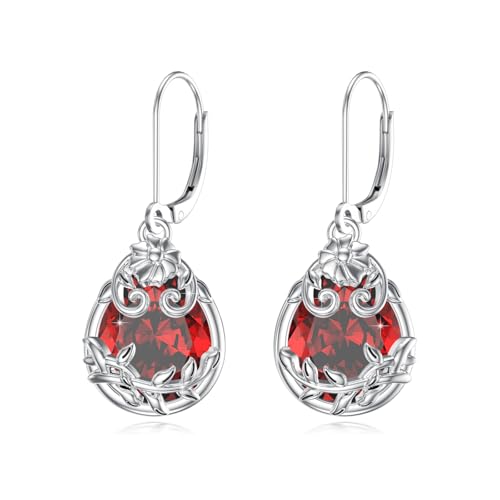 925 Sterling Silber Filigrane Ohrringe Leverback Geburtsstein Ohrstecker Schmuck Weihnachten Geburtstag Geschenke für Damen von SOESON