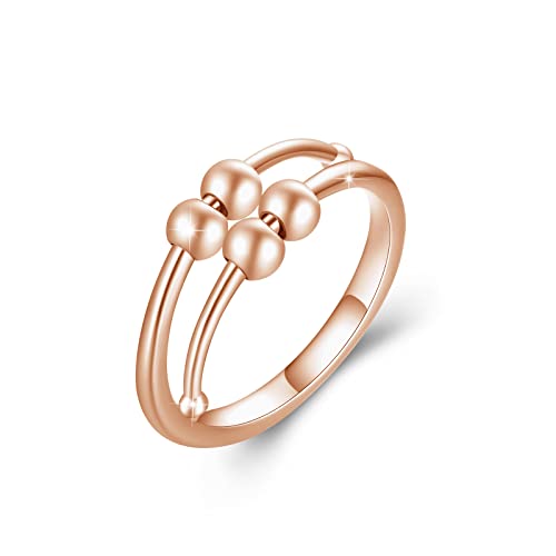 Anxiety Ring 925 Sterling Silber Fidget Ring Anxiety Verstellbare Ring Anti Anxiety Ring Stress- und Angstabbau für Erwachsene Frauen Schmuck Geschenk（8#） (Roségold) von SOESON