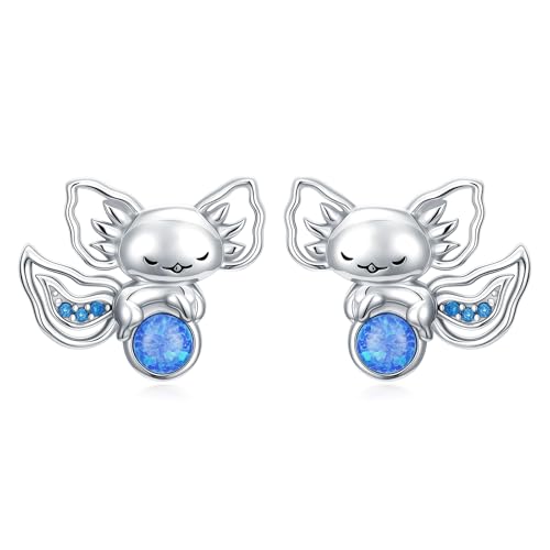 Axolotl Ohrstecker 925 Sterling Silber Tier Ohrring Opal Axolotl Schmuck Geschenk für Frauen Mädchen Damen von SOESON