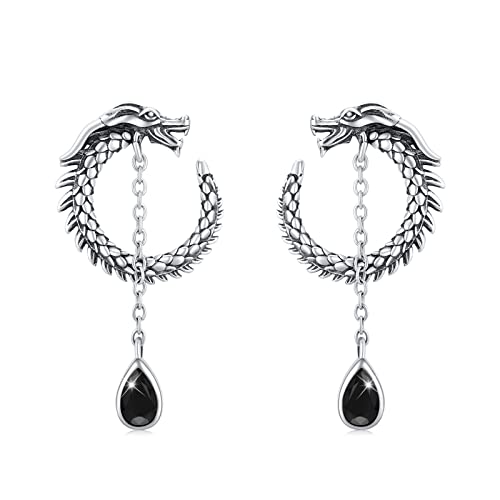 Drachen Ohrringe 925 Sterling Silber Wassertropfen Ohrringe Oxidierte Drachen Ohrstecker Zirkon Ohrringe Hypoallergene Schmuck Geschenke für Damen Herren von SOESON