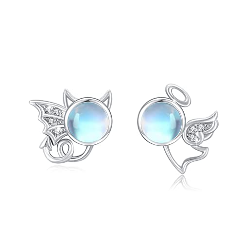 Engel und Teufel Ohrstecker 925 Sterling Silber Mondstein Ohrstecker Schmuck Hypoallergen Ohrringe Mondstein Ohrringe Weihnachts für Mädchen Damen Engel und Teufel Ohrstecker 925 Sterling Silber Mondstein Ohrstecker Schmuck Hypoallergen Ohrringe Mondstein Ohrringe Weihnachts für Mädchen Damen von SOESON