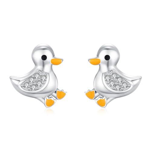Ente Ohrringe 925 Sterling Silber Niedliche Tier Ente Ohrstecker Schmuck für Frauen Mädchen von SOESON