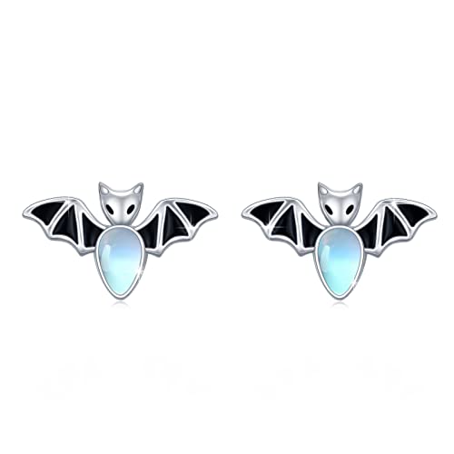 Fledermaus Ohrstecker - 925 Sterling Silber Mondstein Ohrringe Gothic Tier Ohrringe Schwarz Hypoallergene Schmuck Geschenke für Damen von SOESON