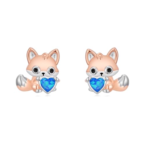 Fuchs Ohrringe Mädchen Silber 925 Opal Fuchs Ohrstecker Tier Schmuck Geschenke für Damen von SOESON