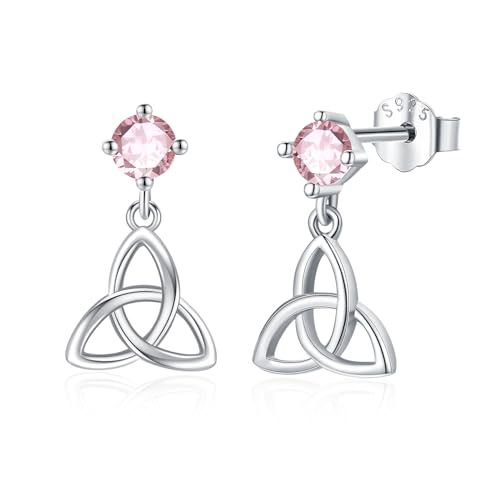 Geburtsstein Ohrstecker, Keltischer Schmuck Damen 925 Sterling Silber Keltische Ohrringe Geburtsstein Ohrringe Schmuck Geschenke für Frauen Mädchen Geburtstag (Oktober) von SOESON