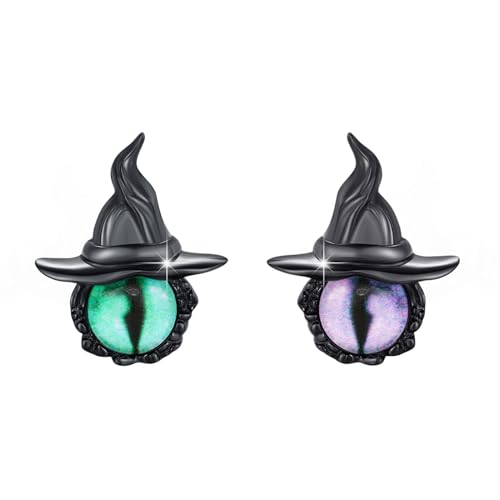 Halloween Ohrringe 925 Sterling Silber Hexenhut Ohrstecker Katzenauge Goth Ohrringe Hypoallergene Ohrstecker Schmuck Geschenke für Frauen von SOESON