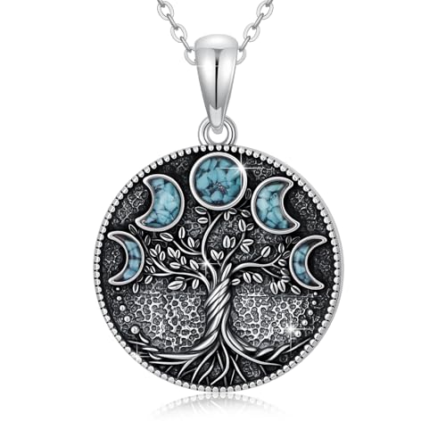 Halskette der Baum des Lebens 925 Sterling Silber Türkis Kette Baum des Lebens Anhänger Schmuck für Damen Mutter Mädchen mit Geschenkbox von SOESON