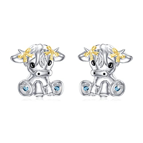 Hochland Kuh Ohrstecker 925 Sterling Silber Kuh Ohrringe Tier Ohrringe Schmuck Geschenke für Frauen Mädchen Damen Geburtstag Muttertag von SOESON