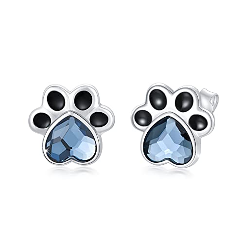 Pfoten Ohrstecker 925 Sterling Silber Hundepfote Ohrstecker Paw Print Ohrstecker Tier Ohrringe Hypoallergene Ohrstecker Geschenk Schmuck für Damen Mädchen (Blau) von SOESON