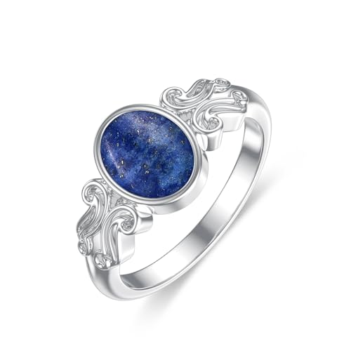 Lapis Lazuli Ring Sterling Silber Oval Lapis Lazuli Stein Ring Vintage Filigran für Frauen von SOESON