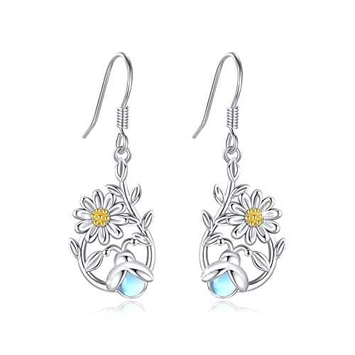 Mondstein Ohrringe Damen 925 Sterling Silber Leverback Mondstein Glühwürmchen Ohrringe Mondstei Ohrstecker Schmuck Geschenke für Damen von SOESON