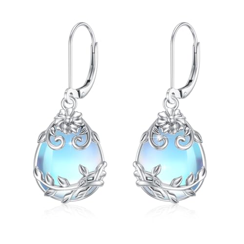 Mondstein Ohrringe Silber 925 Filigran Tropfen Ohrringe Mondstein Ohrstecker Schmuck Geschenke für Damen von SOESON