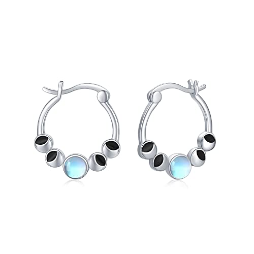 Mondstein Ohrstecker 925 Sterling Silber Türkis Moon Phases Ohrringe Hypoallergene Ohrringe für Damen (Mondstein Ohrstecker) von SOESON
