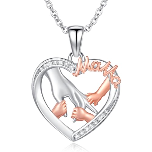 Mutter und Tochter Kette 925 Sterling Silber Mama Halskette Mutter und Kind Liebe Herz Anhänger Anhänger Halskette Schmuck Geschenke für Mama von SOESON