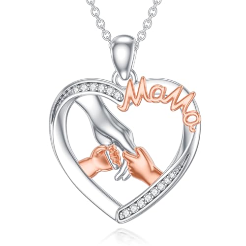 Mutter und Tochter Kette 925 Sterling Silber Mama Halskette Mutter und Kind Liebe Herz Anhänger Anhänger Halskette Schmuck Geschenke für Mama von SOESON