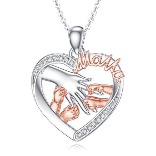 Mutter und Tochter Kette 925 Sterling Silber Mutter Herz kette Mama Liebe Herz Anhänger Anhänger Halskette Schmuck Geschenke für Mama von SOESON