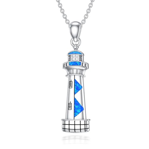 Opal Leuchtturm Halskette Sterling Silber Blauer Opal Leuchtturm Anhänger Ozean Schmuck Geburtstags Geschenke für Damen Opal Leuchtturm Halskette Sterling Silber Blauer Opal Leuchtturm Anhänger Ozean Schmuck Geburtstags Geschenke für Damen von SOESON