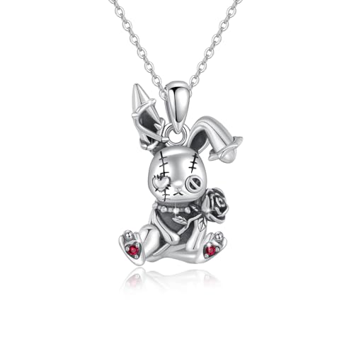 Voodoo Kaninchen Halskette Sterling Silber Gothic Halskette Voodoo Puppe Anhänger Halloween Schmuck Geschenk für Muttertag Frauen Damen von SOESON