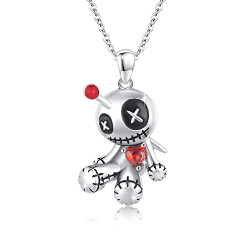 Voodoo Puppe Kette Sterling Silber Gothic Halskette Voodoo Puppe Anhänger Halloween Schmuck Geschenk für Muttertag Frauen Damen von SOESON