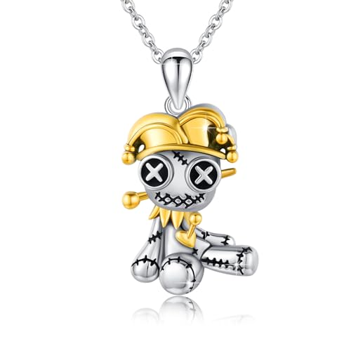 Voodoo Puppe Kette Sterling Silber Gothic Halskette Voodoo Puppe Anhänger Halloween Schmuck Geschenk für Muttertag Frauen Damen von SOESON