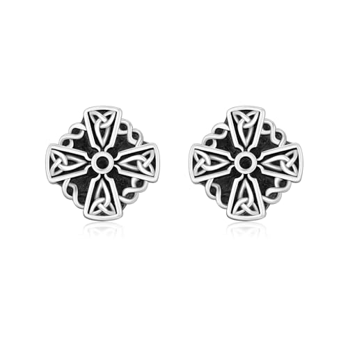 Wikinger Ohrringe 925 Sterling Silber Celtic Knot Wikinger Ohrstecker Black Wikinger Schmuck für Männer Frauen von SOESON