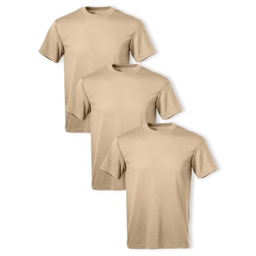 SOFFE Herren-Militär-T-Shirt aus Polyester-Baumwoll-Mischgewebe, 3er-Pack, Sand, L von SOFFE