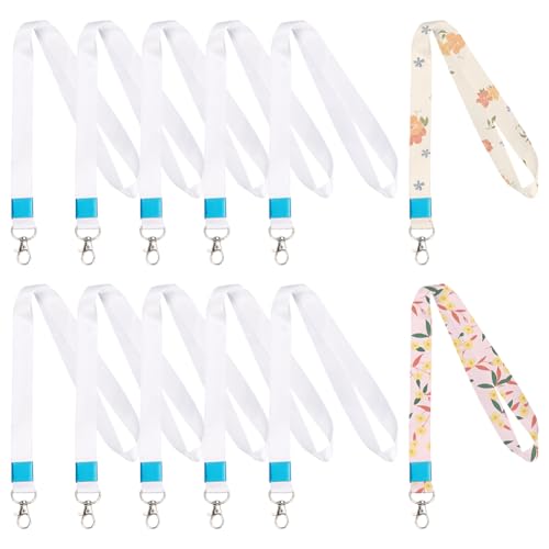 SOFPLATE 1 Box 12er Pack Sublimations Lanyards Rohlinge Weiße Lanyards Mit Eisenverschluss Schlüsselanhänger Rohling Drehhaken Polyester Umhängeband Für Ausweise Karten Büro Und Schulbedarf Badge Lan von SOFPLATE