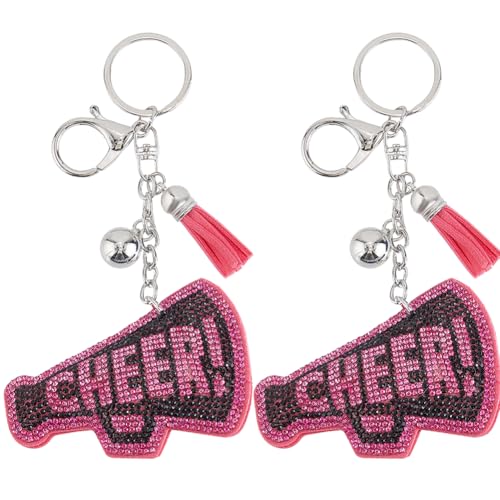 SOFPLATE 1 Box 2 Stück Cheerleading Schlüsselanhänger Große Rose Rot Inspiration Süße Cheerleading Megaphon Quaste Schlüsselringe Für Autoschlüssel Damen Geldbörsen Taschen Geschenke Partygeschenke Ho von SOFPLATE