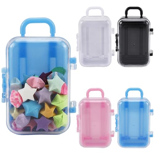 SOFPLATE 4 Stück 4 Farben Mini Koffer Süßigkeitenbox Kleine Wimpern Aufbewahrungsbox Winzige Bunte Kunststoff Leertasche Gepäck Trolley Geschenk Organizer Halteretui Für Wimpern Süßigkeiten Make Up Fa von SOFPLATE