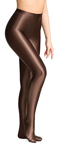 SOFSOT blickdichte glänzende Strumpfhose in Übergröße, Wet-Look, Fuß, glänzende Strumpfhose, Pilates-Yogahose, hohe Taille von SOFSOT