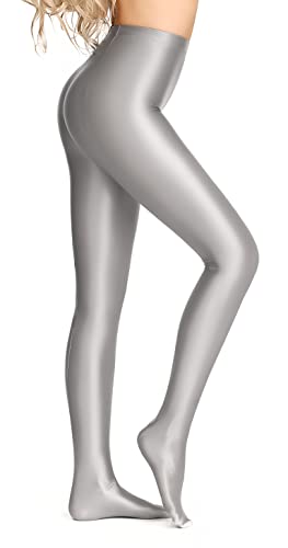 SOFSOT blickdichte glänzende Strumpfhose in Übergröße, Wet-Look, Fuß, glänzende Strumpfhose, Pilates-Yogahose, hohe Taille von SOFSOT