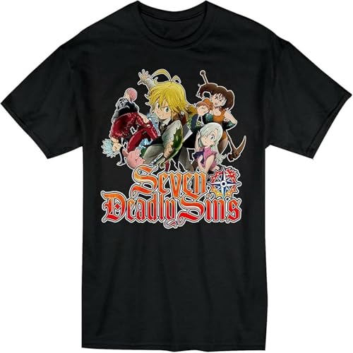 The Seven Deadly Sins T-Shirt Casual Graphic Tops Black XL von SOFTMOOD