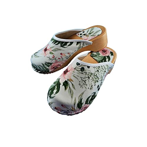 SOFTSAIL 2pcs Damen Handmade Set Clogs + Handtasche Holzsohle Natürliche Echtes Leder Schuhe Outdoor Atmungsaktiv Hausschuhe Damen Mini Casual Schultertasche DT4 von SOFTSAIL