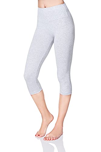 SOFTSAIL Damen 3/4 Leggings Capri Leggings Leggings Damen Lang Sport Baumwolle High Waist Baumwollleggings Frauen Freizeit Relax Bequeme Freizeithose Damen-Hosen Sommer, Aschfahl 36 von SOFTSAIL