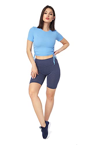 SOFTSAIL Leggings Damen Radlerhose Aus Baumwolle High Waist Bauchkontrolle Yoga Gym Sporthose Damen Kurz Figurformend Atmungsaktiv Elastisch Jeans 38 von SOFTSAIL