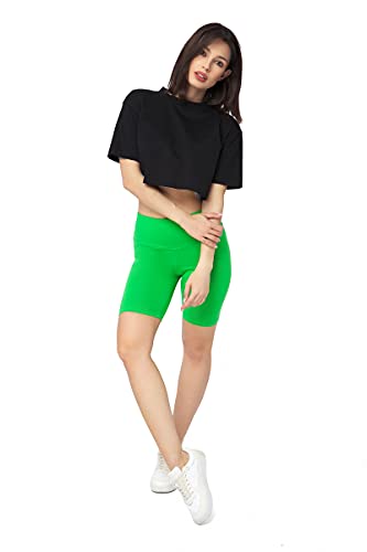 SOFTSAIL Leggings Damen Radlerhose Aus Baumwolle High Waist Bauchkontrolle Yoga Gym Sporthose Damen Kurz Figurformend Atmungsaktiv Elastisch Grün 40 von SOFTSAIL