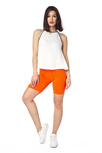 SOFTSAIL Leggings Damen Radlerhose Aus Baumwolle High Waist Bauchkontrolle Yoga Gym Sporthose Damen Kurz Figurformend Atmungsaktiv Elastisch Orange 44 von SOFTSAIL