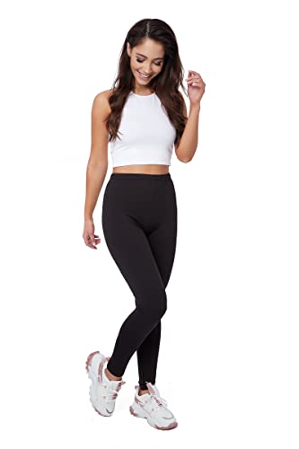 SOFTSAIL Damen-Leggings, blickdicht, ultraweich, Bambus, elastisch, solide, dehnbar, für Yoga, Fitnessstudio, Workout, Übergröße B355, Schwarz , 46 von SOFTSAIL