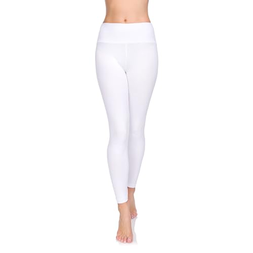 SOFTSAIL Leggings Damen Aus 95% Baumwolle High Waist Baumwoll Leggings Lang Für Frauen Freizeit Relax Bequeme Freizeit Hose Damen Hosen Sommer Weiß 38 von SOFTSAIL