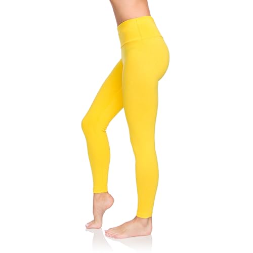 SOFTSAIL Leggings Damen High Waist Sportleggings Frauen Sport Yoga Pilates Fitness Figurformende Leggins Sportleggins Sportbekleidung Sporthose Für Damen Gelb Gr. 36 von SOFTSAIL