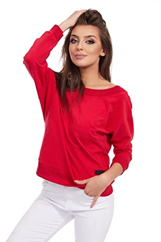 SOFTSAIL Damenbluse mit schulterfreiem und langärmligem lässigem schlichtem Oberteil für Damen mit Bindung auf der Rückseite Baumwoll-Sweatshirt für den Alltag Einheitsgröße von SOFTSAIL