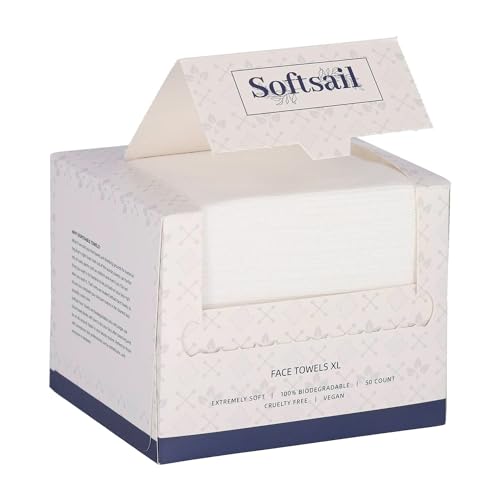 SOFTSAIL Handtücher Aus Viskose Einweghandtücher 50 Stück Make Up Entfernungstücher Trocken Weich Biologisch Abbaubar 2 Seiten XL von SOFTSAIL