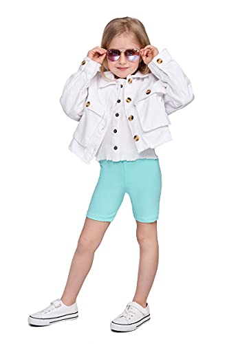 SOFTSAIL Kinder Radlerhose Mädchen – Baumwolle Blickdicht Elastische Sommer Leggings für Sport Freizeit – Kurze Sporthose Tanzhose Shorts für Mädchen, Minze 104-110 - 4-5 Jahre von SOFTSAIL