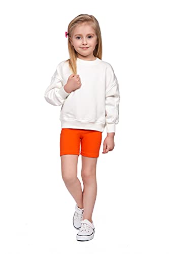 SOFTSAIL Kinder Radlerhose Mädchen – Baumwolle Blickdicht Elastische Sommer Leggings für Sport Freizeit – Kurze Sporthose Tanzhose Shorts für Mädchen, Orange 128-134 - 8-9 Jahre von SOFTSAIL