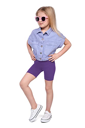 SOFTSAIL Leggings Mädchen Radlerhose Kurze Hose Aus Baumwolle Kinder Sporthose Tanzhose Atmungsaktiv Weich Elastisch Sommer Sport Violett 152-158 - 12-13 Jahre von SOFTSAIL